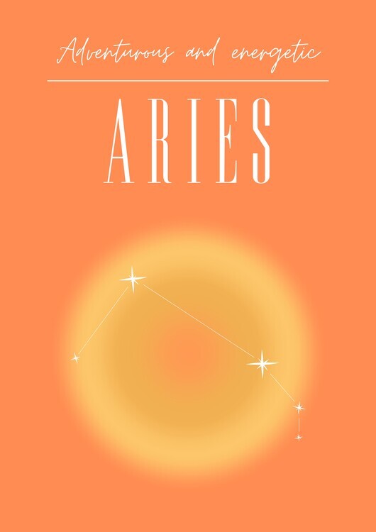Amelie Plakát, Obraz - Energetic Aries Zodiac, Amelie, 30 × 40 cm