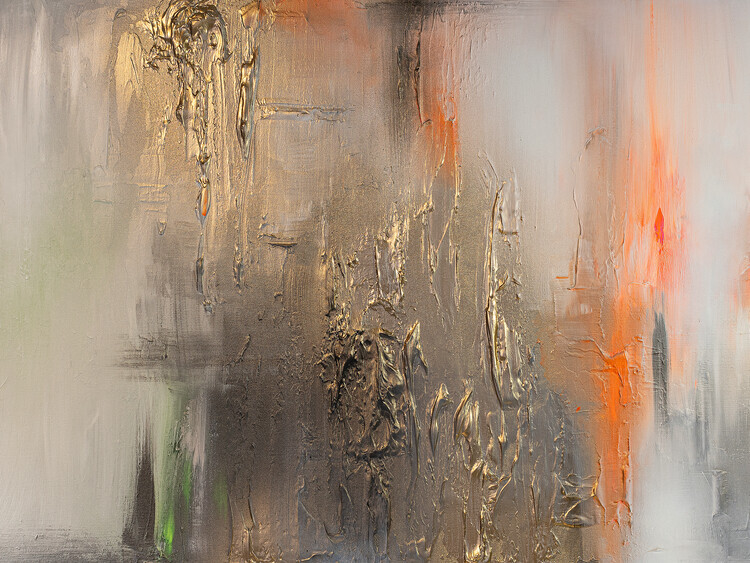 Anete Purina-Purite Plakát, Obraz - Dynamic Gold Orange Abstract, Anete Purina-Purite, 40 × 30 cm