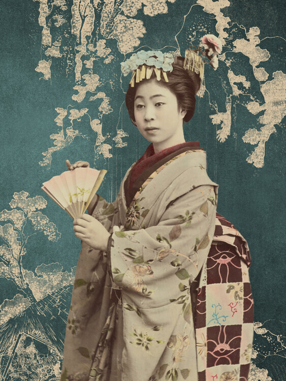 Marja van den Hurk Plakát, Obraz - Elegant Geisha Portrait, Marja van den Hurk, 30 × 40 cm