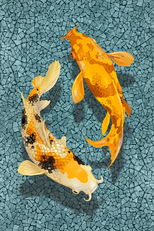 Marja van den Hurk Plakát, Obraz - Yin Yang Koi, Marja van den Hurk, 26.7 × 40 cm