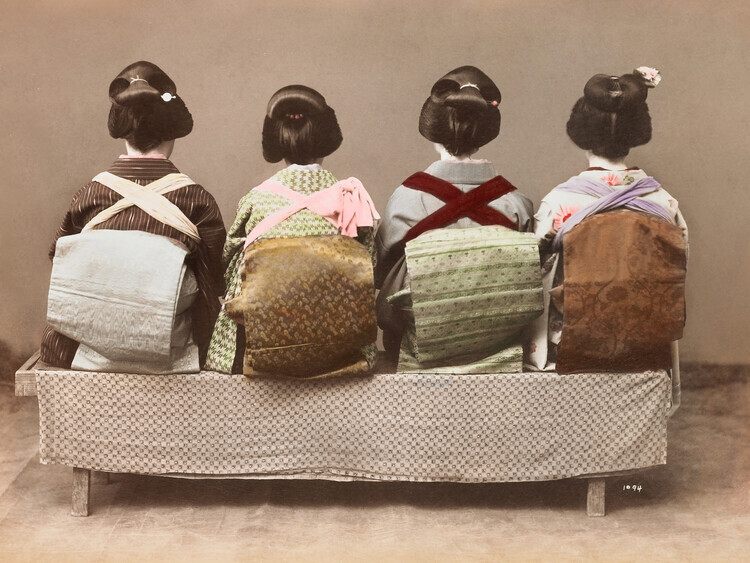 Kusakabe Kimbei Plakát, Obraz - Showing Back Style (19th 20th Century) Japanese Woman Sitting, Kusakabe Kimbei, 40 × 30 cm