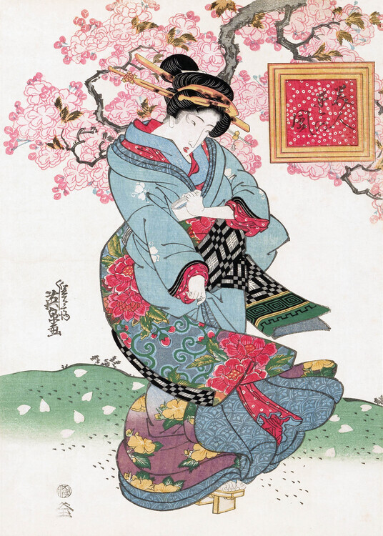 Keisai Eisen Plakát, Obraz - Japanese Woman (1828) Vintage Woodblock Print, Keisai Eisen, 30 × 40 cm