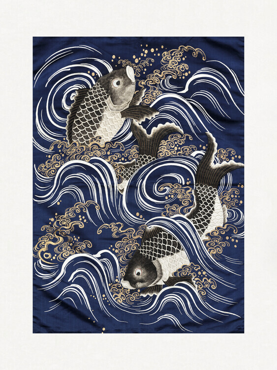 Unknown Plakát, Obraz - Carp In Waves During Meij Period, Unknown, 30 × 40 cm