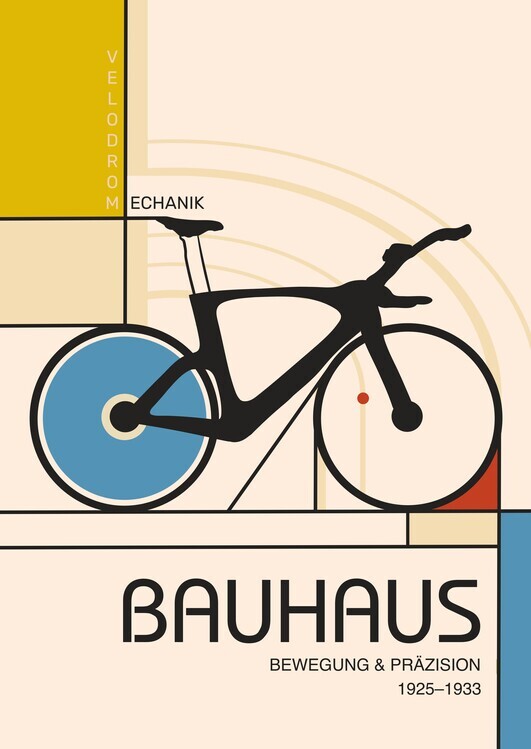 Fadil Roze Plakát, Obraz - Bauhaus Geometric Cycling, Fadil Roze, 30 × 40 cm