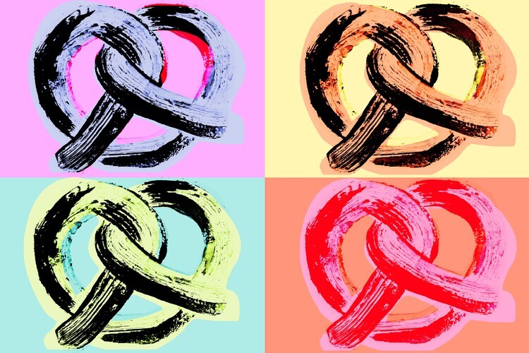 Treechild Plakát, Obraz - Colorful Pop Art Pretzels, Treechild, 40 × 26.7 cm