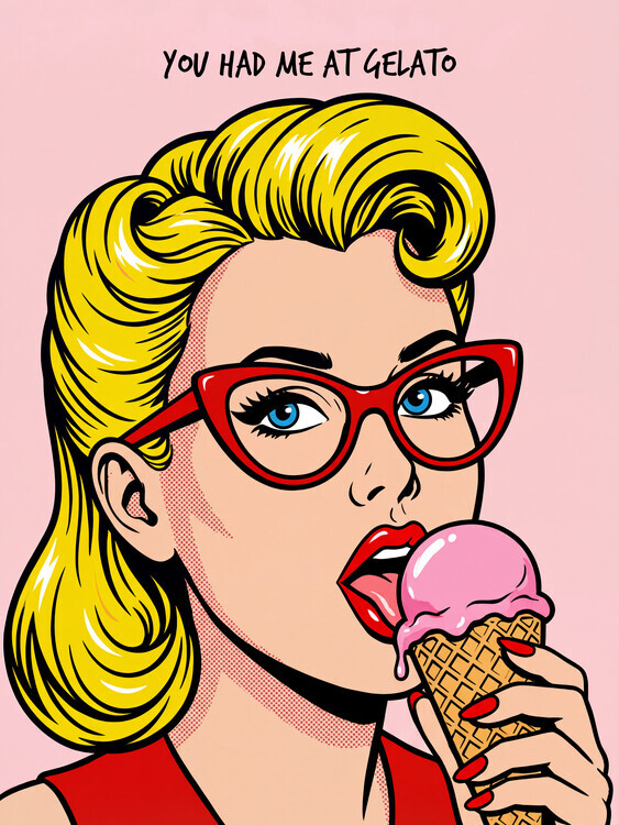 Andreas Magnusson Plakát, Obraz - Retro Girl Gelato, Andreas Magnusson, 30 × 40 cm