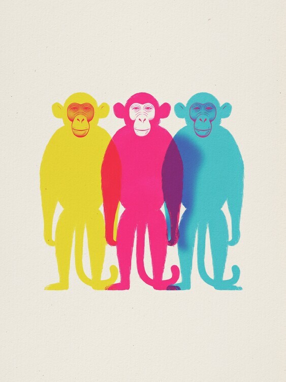 Andreas Magnusson Plakát, Obraz - Pop Art Monkeys, Andreas Magnusson, 30 × 40 cm