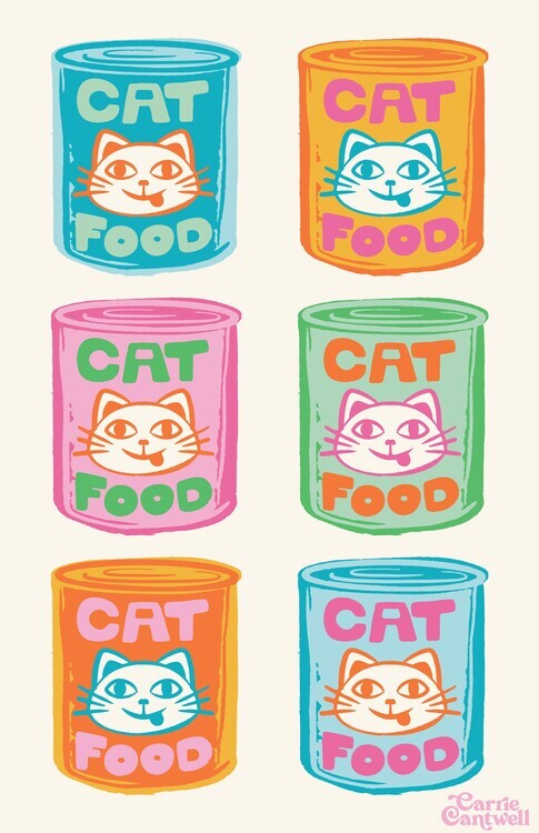 Carrie Cantwell Plakát, Obraz - Pop Art Cat Food, Carrie Cantwell, 26.7 × 40 cm