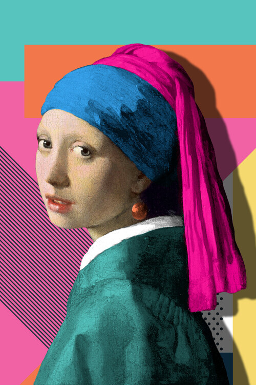 Marja van den Plakát, Obraz - Pop Art Headscarf Portrait, Marja van den, 26.7 × 40 cm
