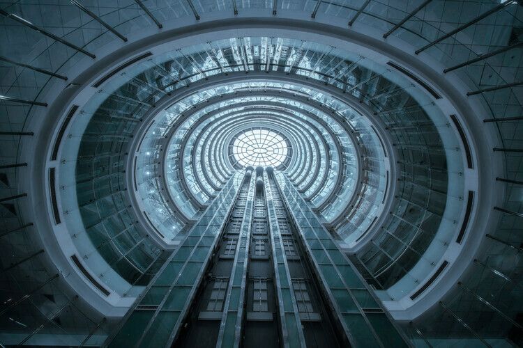 Calvin Feng Plakát, Obraz - Soaring Atrium Escalators, Calvin Feng, 40 × 26.7 cm