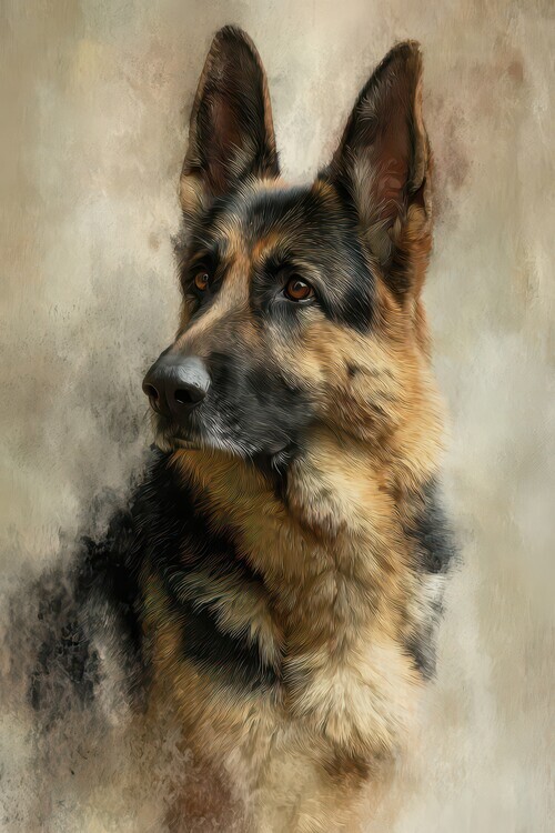Rafal Kulik Plakát, Obraz - Majestic German Shepherd, Rafal Kulik, 26.7 × 40 cm