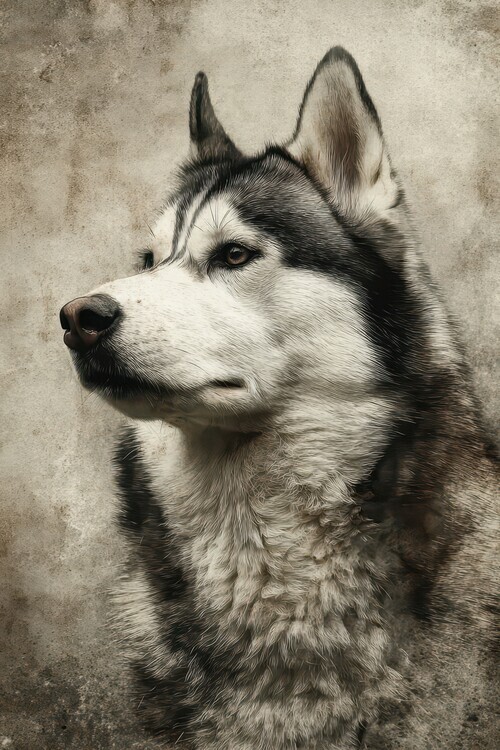 Rafal Kulik Plakát, Obraz - Majestic Siberian Husky, Rafal Kulik, 26.7 × 40 cm