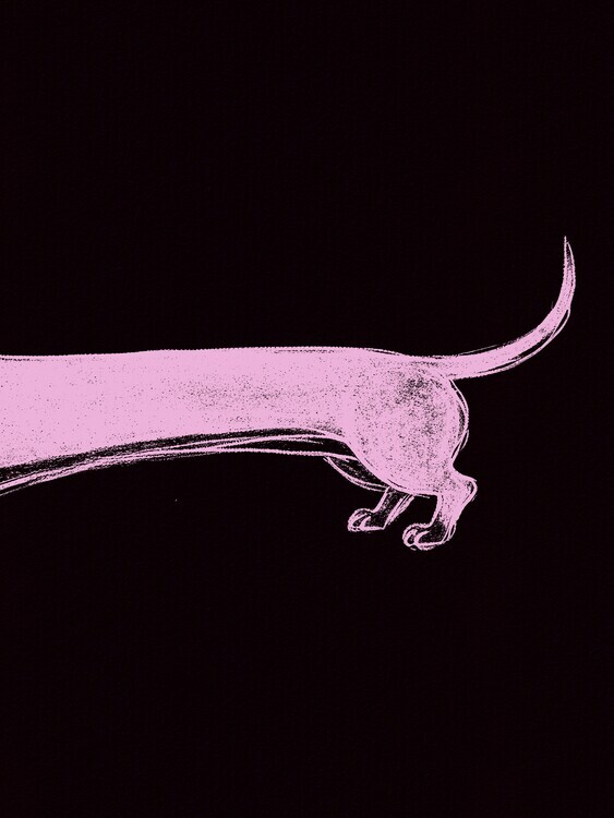 Andreas Magnusson Plakát, Obraz - Pink Dachshund Silhouette, Andreas Magnusson, 30 × 40 cm