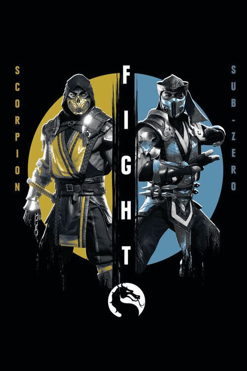 Europosters Plakát, Obraz - Mortal Kombat - Scorpion vs Sub-zero, 26.7 × 40 cm