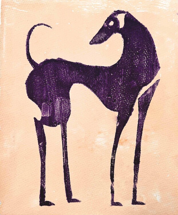Christina Misuro Plakát, Obraz - Ancient Purple Dog, Christina Misuro, 33.2 × 40 cm