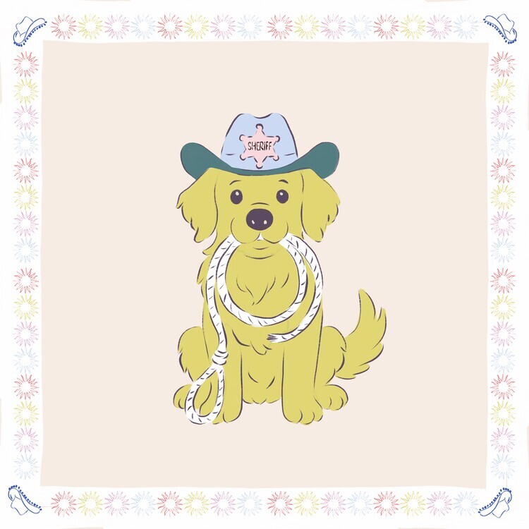 Radhika Modi Plakát, Obraz - Cute Cowboy Dog, Radhika Modi, 40 × 40 cm