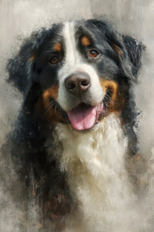 Rafal Kulik Plakát, Obraz - Happy Watercolor Bernese, Rafal Kulik, 26.7 × 40 cm