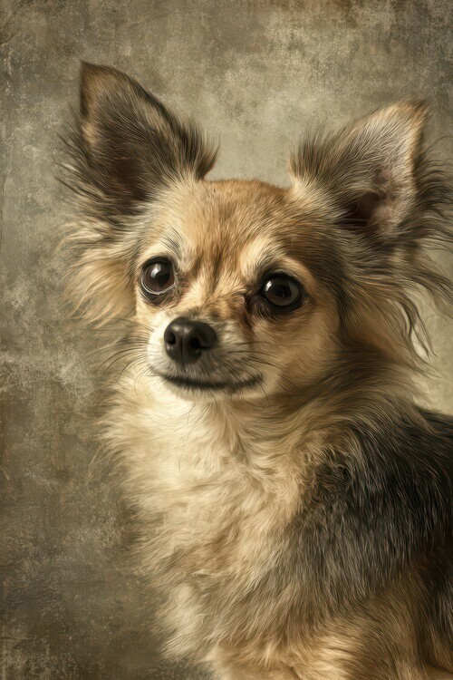 Rafal Kulik Plakát, Obraz - Long Haired Chihuahua Portrait, Rafal Kulik, 26.7 × 40 cm