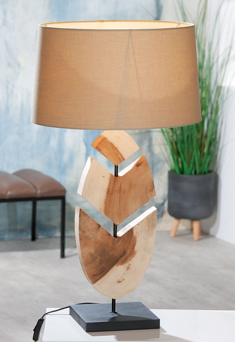 Gilde Stolní lampa dřevěné pero Wooden Feather, 75 cm