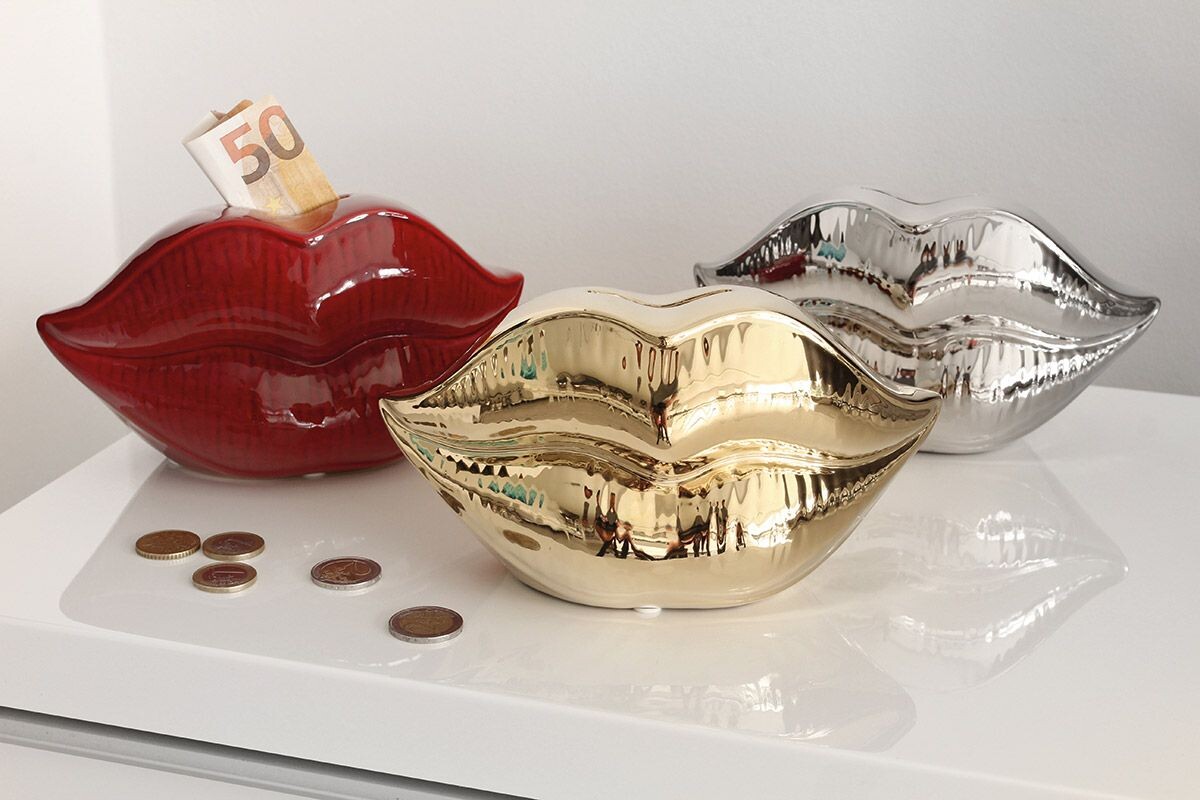 Gilde Keramická pokladnička ve tvaru úst The Kiss, 10 cm