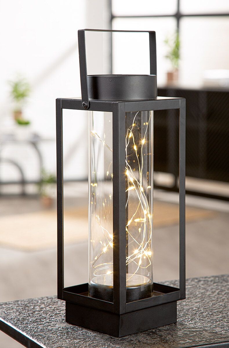 Gilde LED kovová obdélníková lucerna Luna, 30 cm