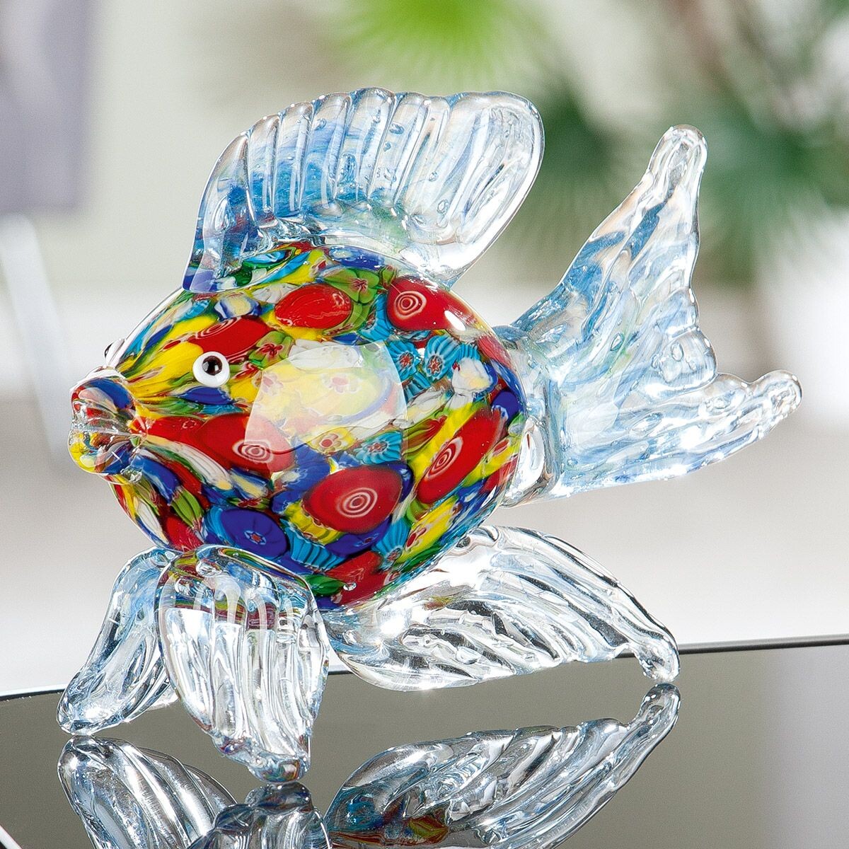Gilde Skleněná barevná rybí figurka Bunter Seefisch, 14 cm