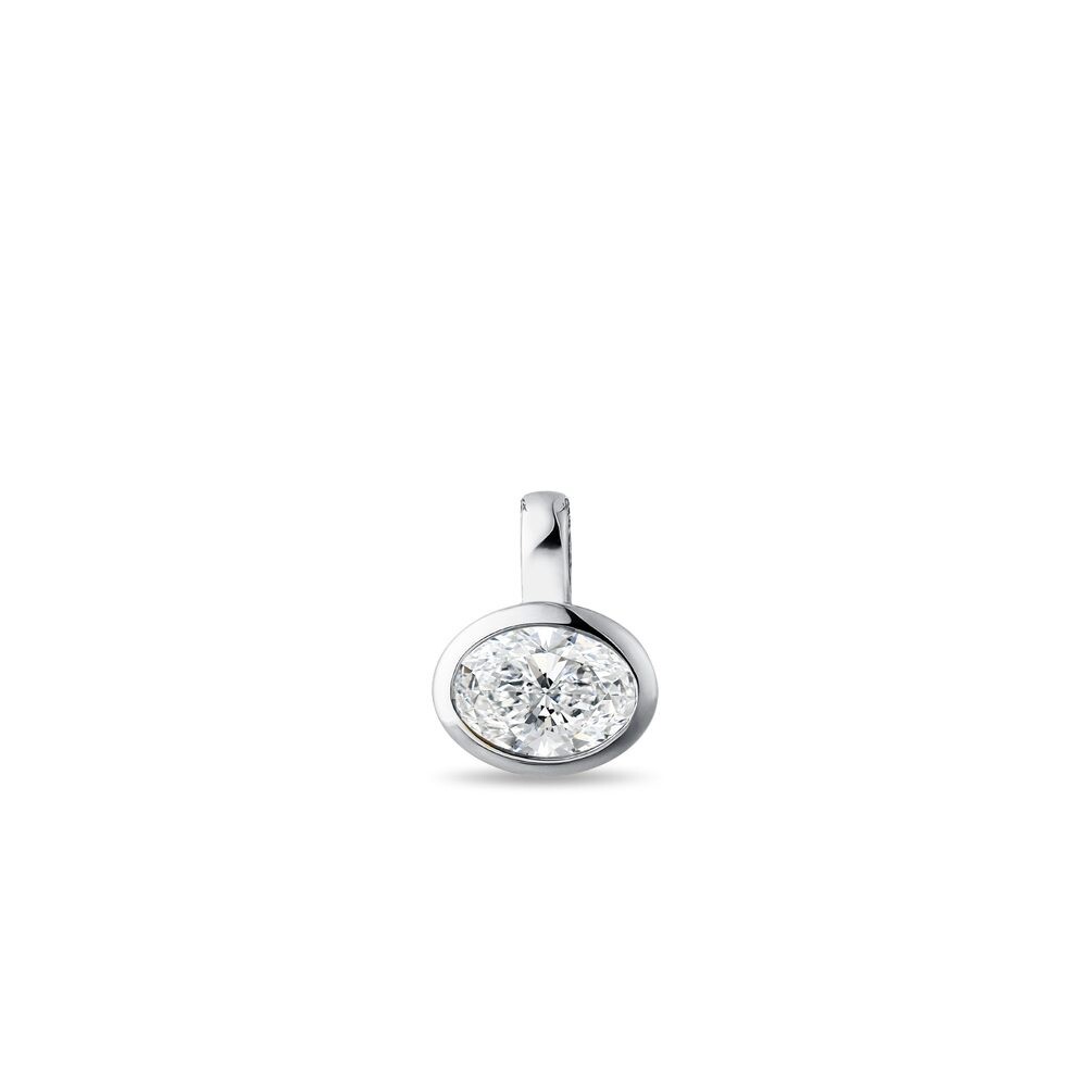 Přívěsek s oválným lab grown diamantem v bílém zlatě KLENOTA
