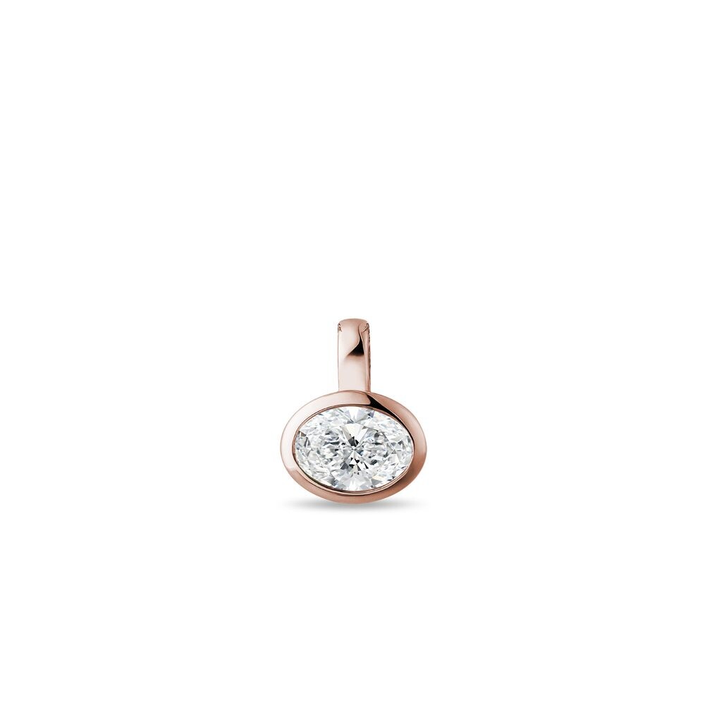 Přívěsek s oválným lab grown diamantem v růžovém zlatě KLENOTA