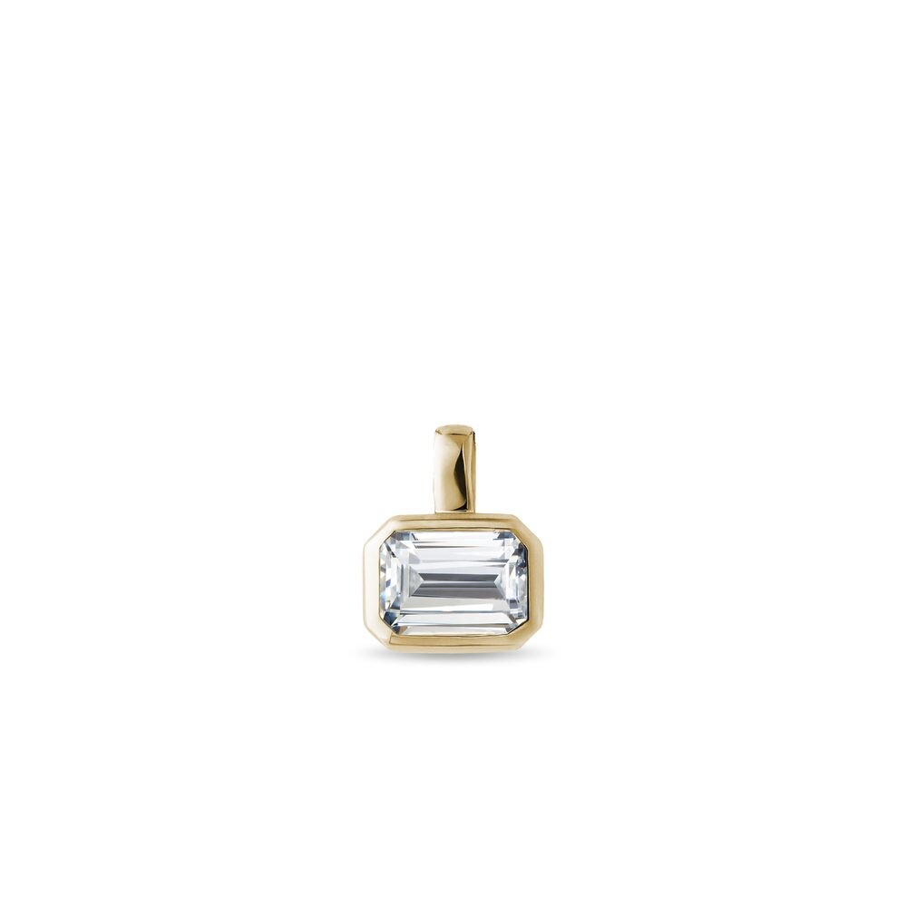 Přívěsek s 1,0 ct diamantem v brusu emerald ve žlutém zlatě KLENOTA