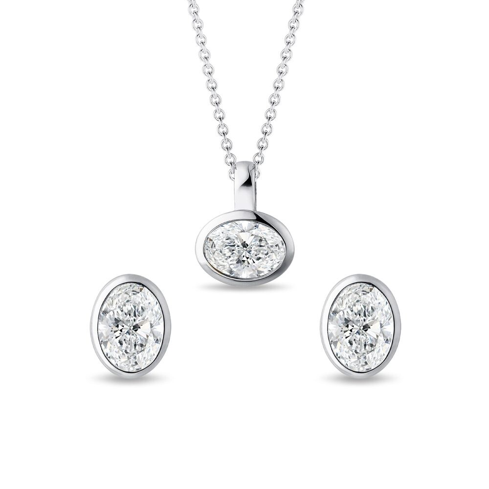 Set šperků s oválnými diamanty v bílém zlatě KLENOTA