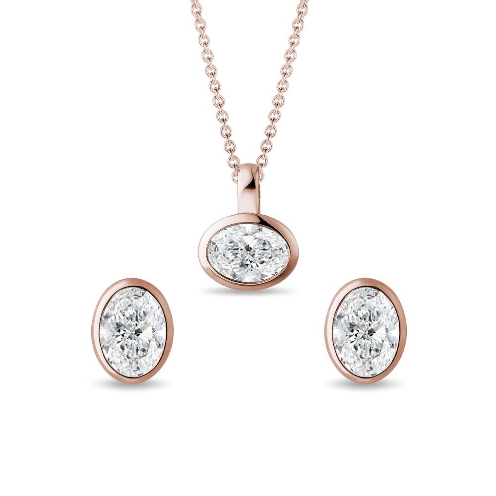 Set šperků s oválnými diamanty v růžovém zlatě KLENOTA