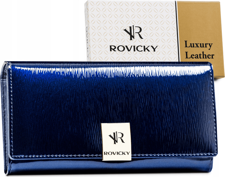 Rovicky Modrá dámská lakovaná kožená peněženka V144 [DH] RH-27A-1-SH Velikost: ONE SIZE