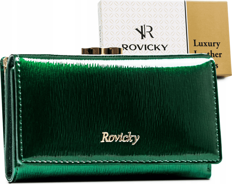 Rovicky Zelená dámská kožená lakovaná peněženka V141 [DH] RH-23-1-SH Velikost: ONE SIZE