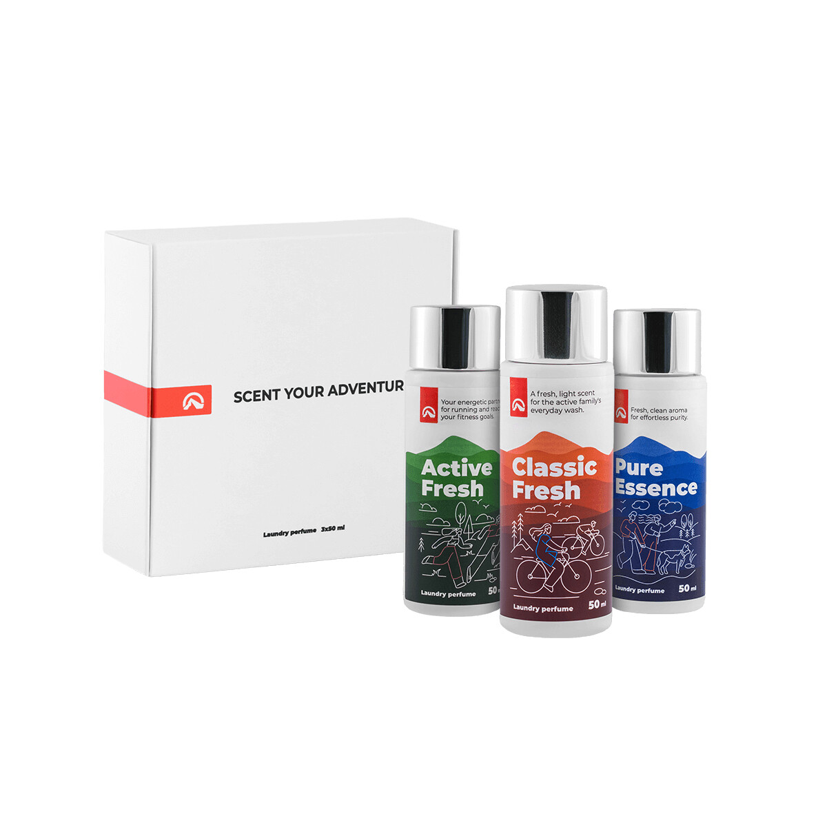 Northfinder Dárková sada 3 parfémů na praní 50 ml: ACTIVE FRESH + CLASSIC FRESH + PURE ESSENCE 8584153678948
