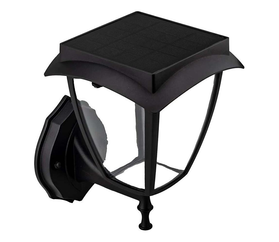 LED Solární nástěnná lampa LED/2W/3,7V 3000/6000K IP65 2200 mAh černá 2892