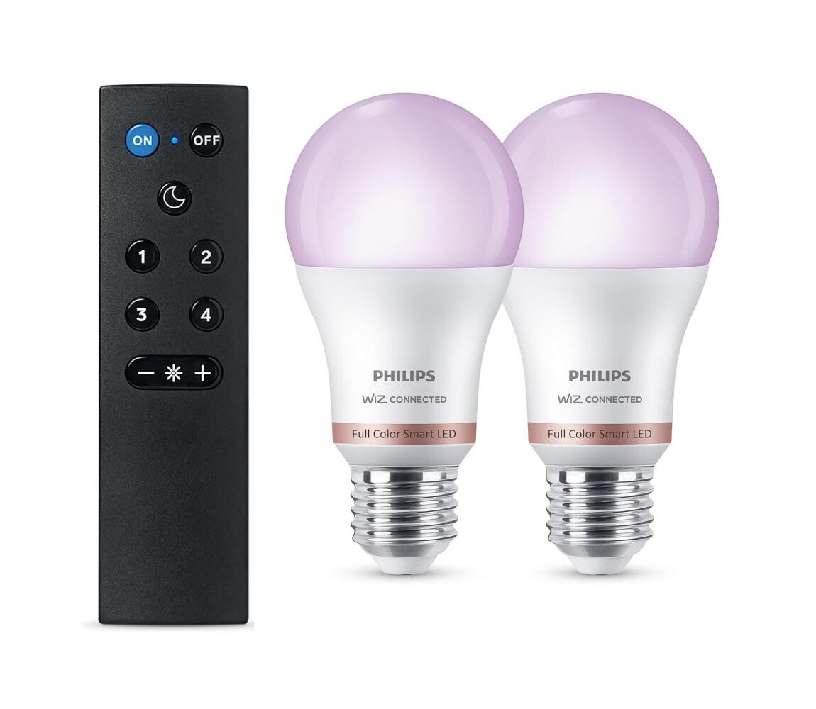 SADA 2x LED RGB Stmívat. žárovka Philips SMART A60 E27/8,5W/230V 2200-6500K + DO 8721103160102