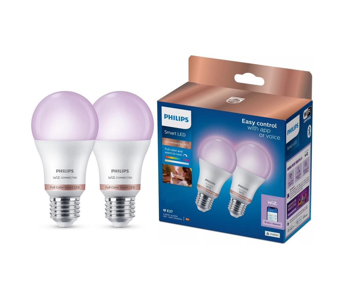 SADA 2x LED RGB Stmívat. žárovka Philips SMART A60 E27/12,5W/230V 2200-6500K 8721103160003