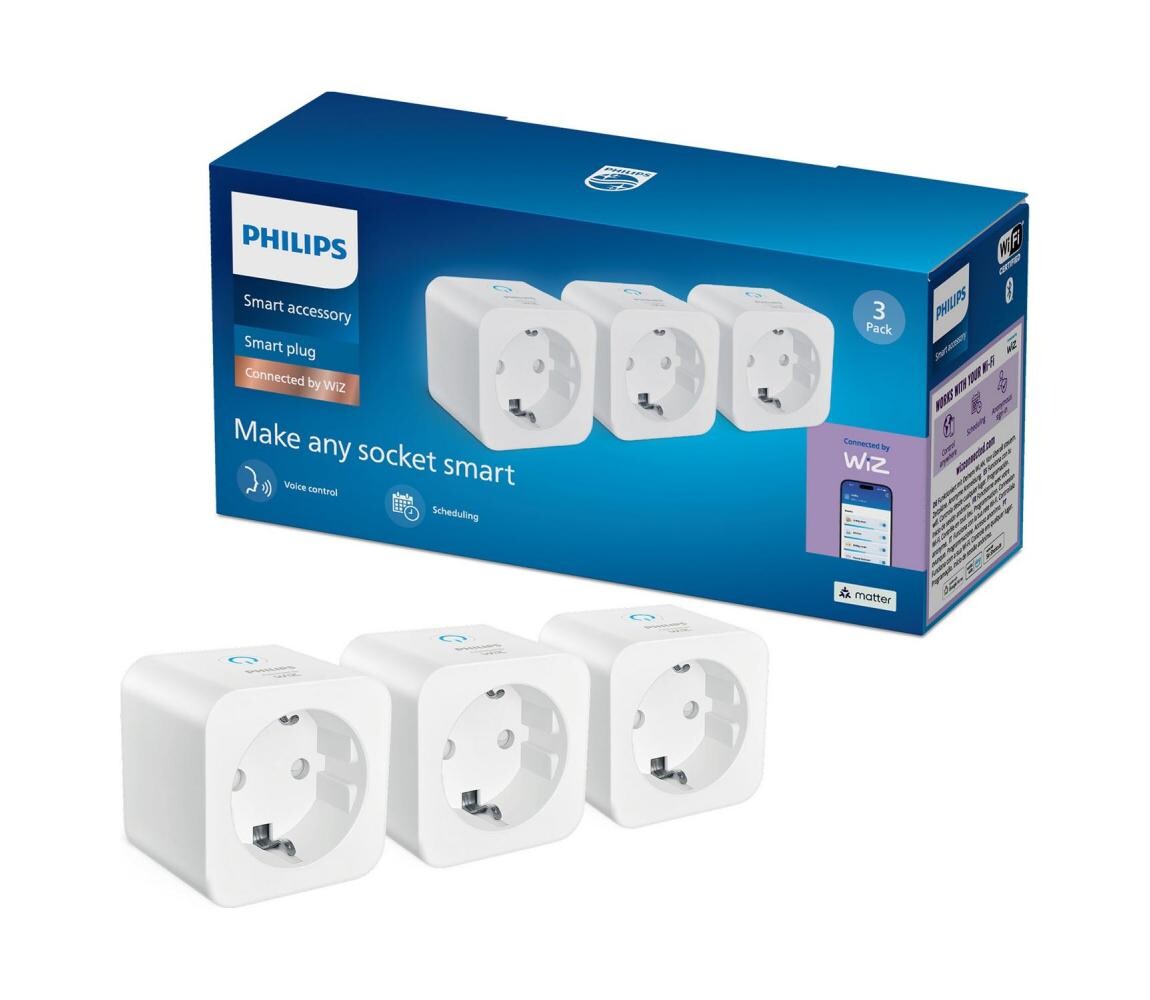 Philips - SADA 3x Chytrá zásuvka SCHUKO 2300W Wi-Fi 8721103161246