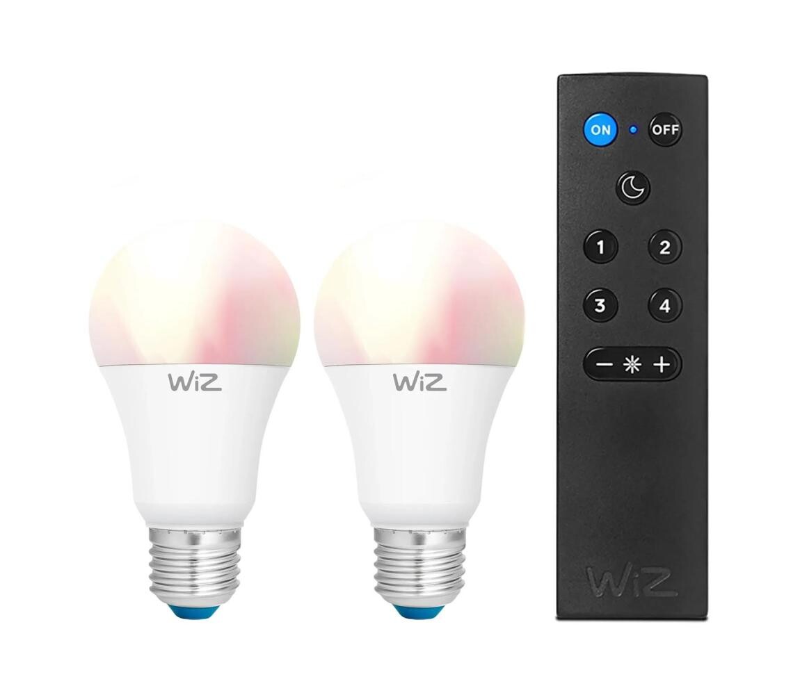 SADA 2x LED RGBW Stmívatelná žárovka A60 E27/9W/230V 2200-6500K Wi-Fi + DO - WiZ 4897104950272