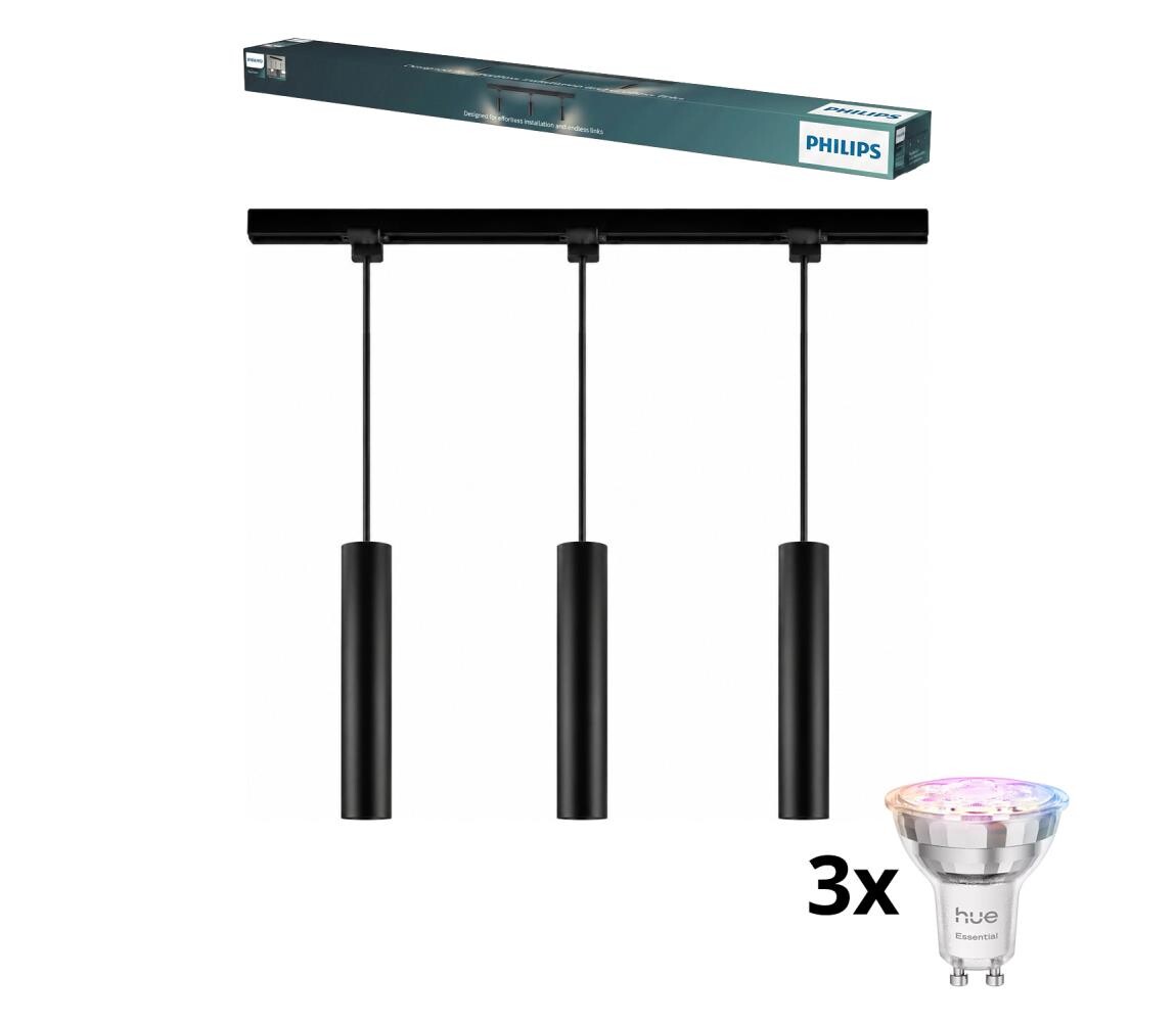 Philips - LED Stm. lustr na lanku v lišt sys EASYLINK 3xGU10/4,7W/230V 1m černá P7614+3xP7029