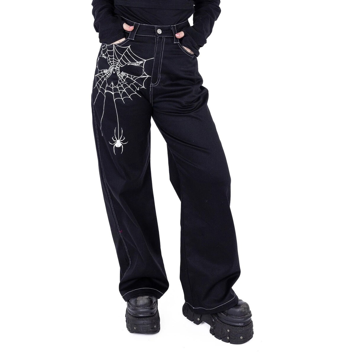 dámské kalhoty - baggy HEARTLESS - WIDOW MAKER - BLACK 30/32