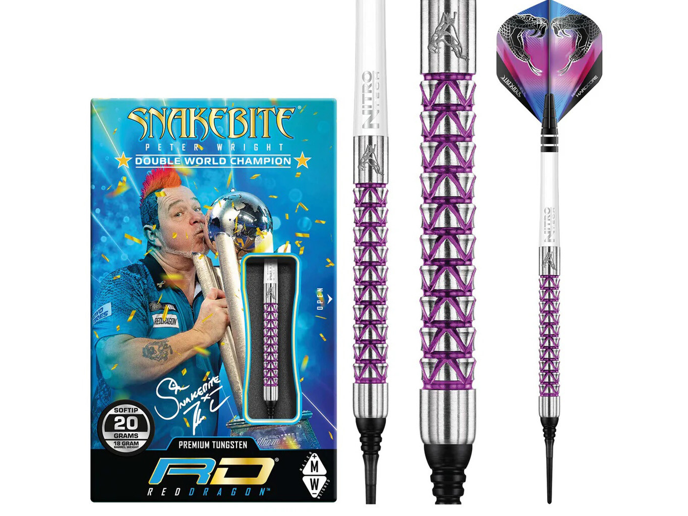 Red Dragon Šipky soft Peter Wright Snakebite Vyper 20g