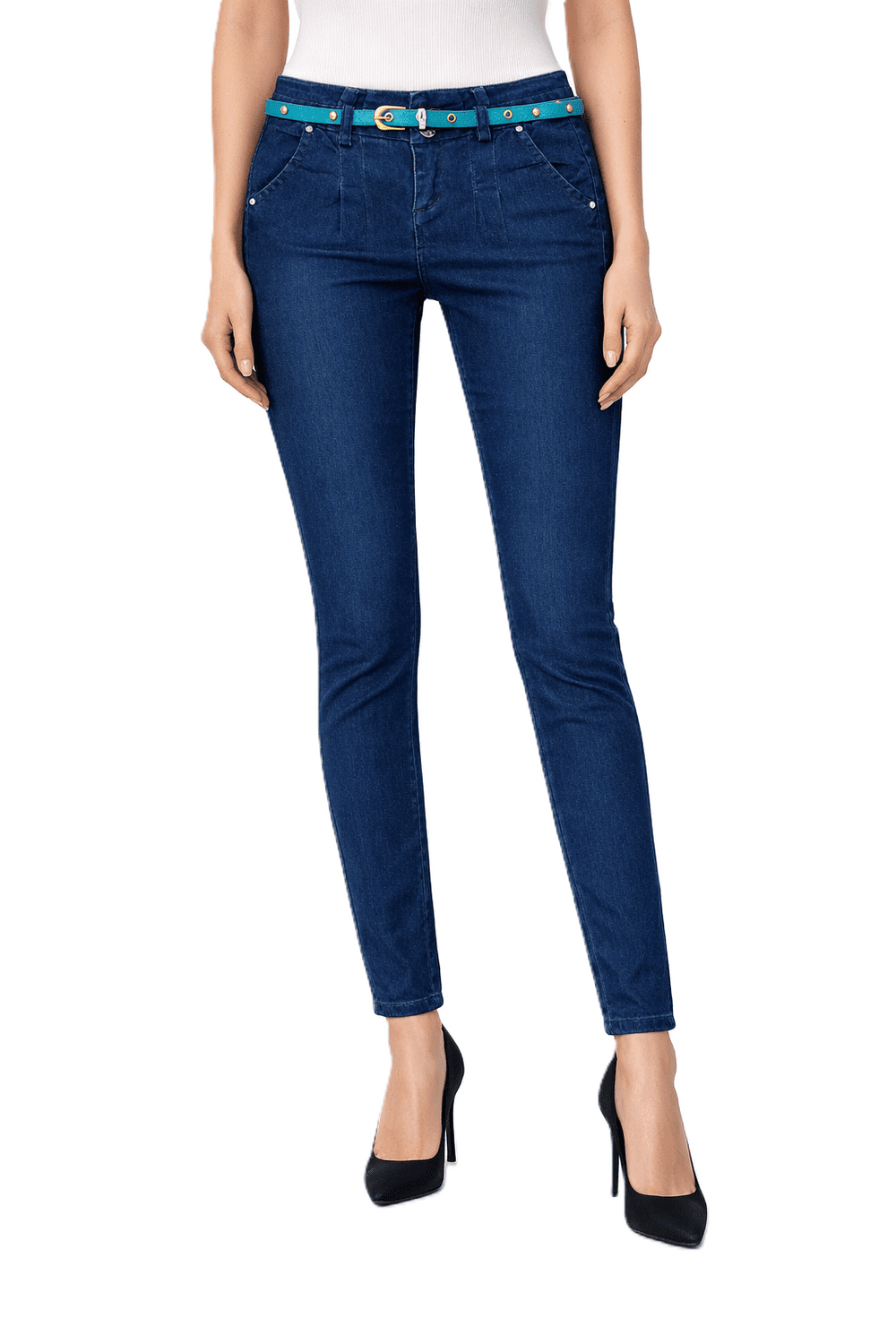 Trang jeans - dámské skinny džíny s páskem