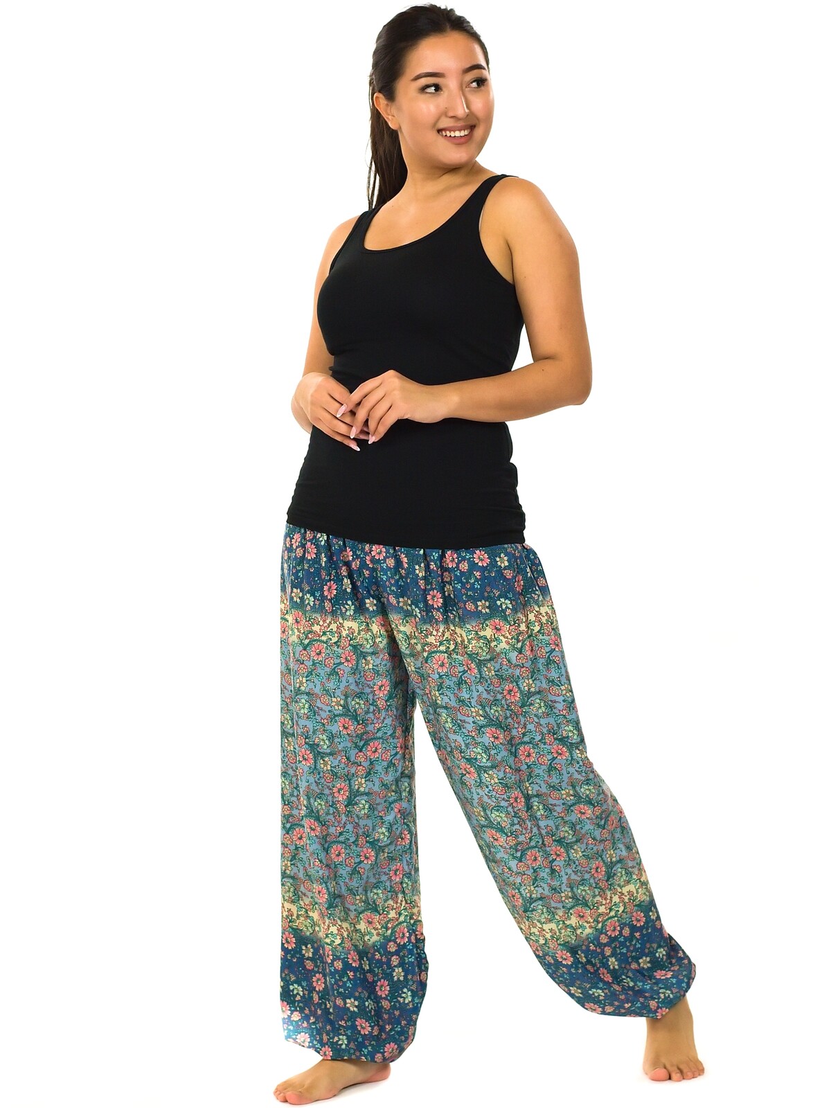 Himalife Kalhoty Paisley - modrá s růžovou Velikost: L/XL