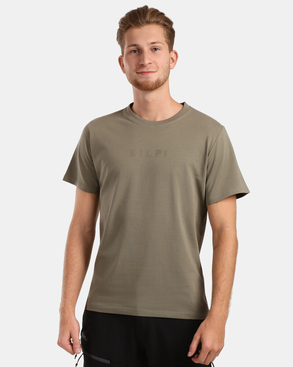 Pánské bavlněné tričko s krátkým rukávem kilpi vibe-m khaki s