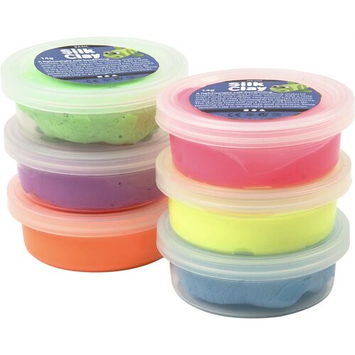 Silk Clay hedvábná modelovací hmota sada  6 barev NEONOVÉ BARVY
