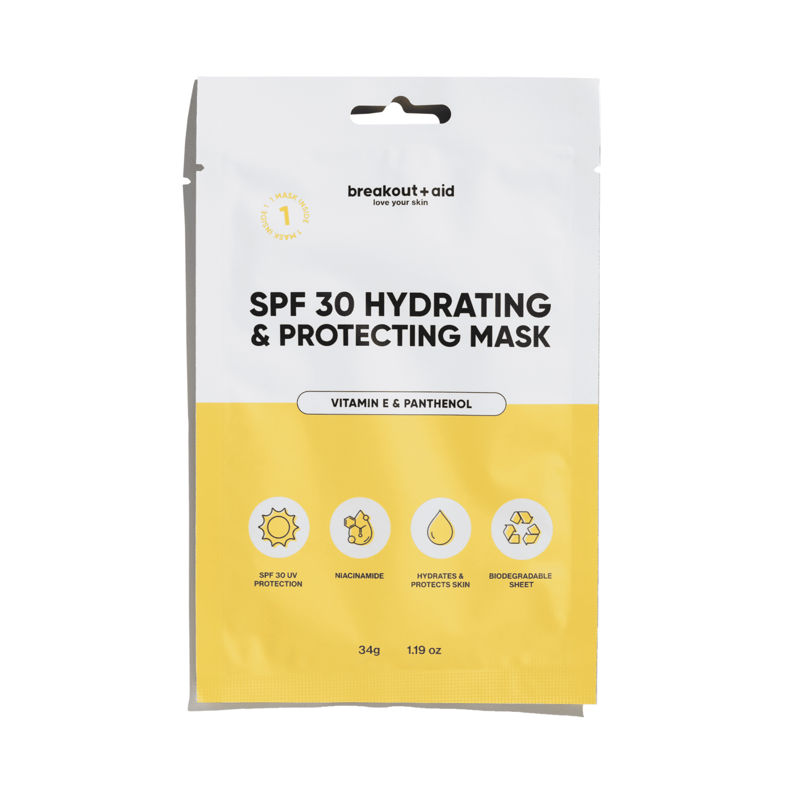 BREAKOUT+AID Hydratační a ochranná maska s vitamínem E a panthenolem, SPF 30 34 g