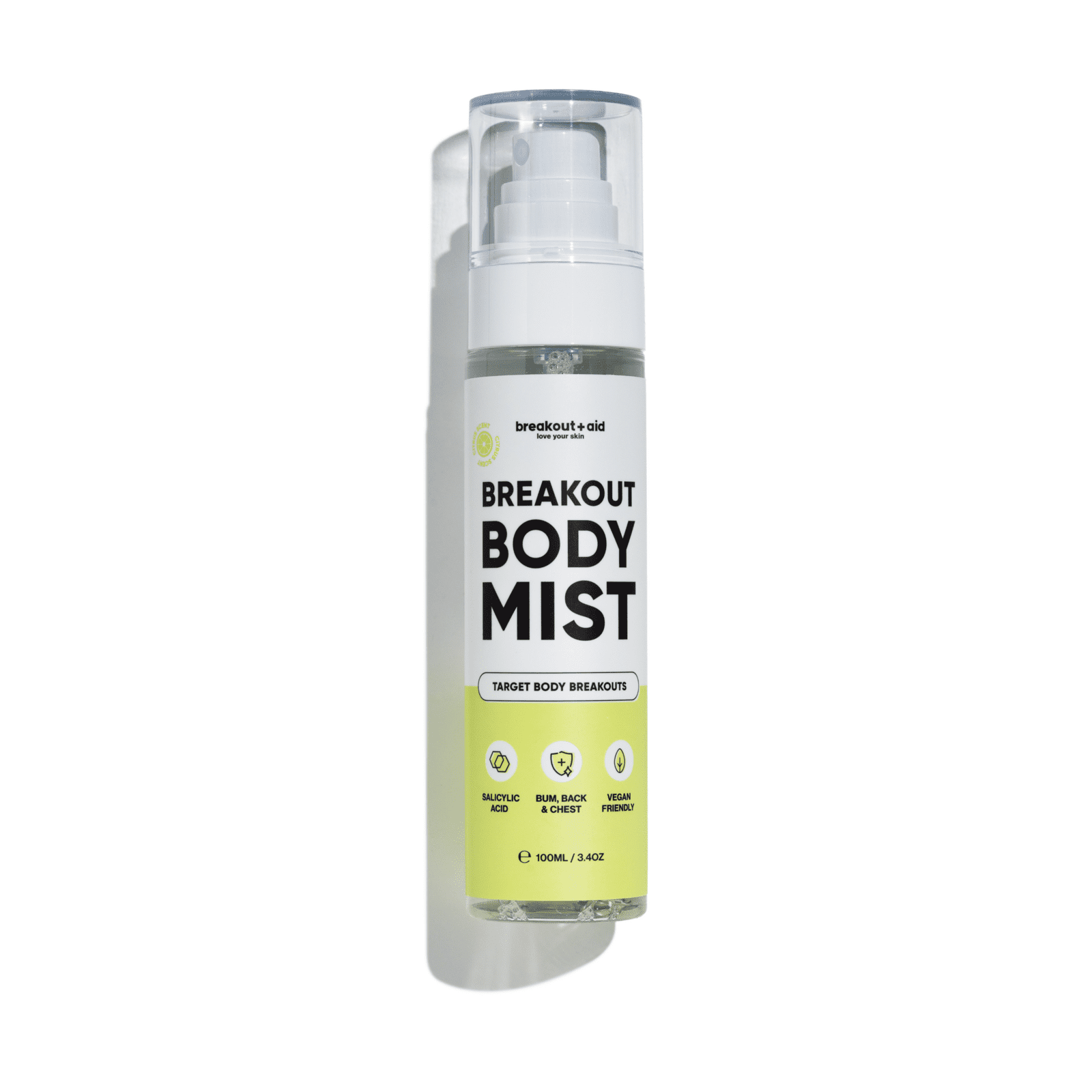 BREAKOUT+AID Tělový sprej proti akné s niacinamidem a kyselinou salicylovou 100 ml