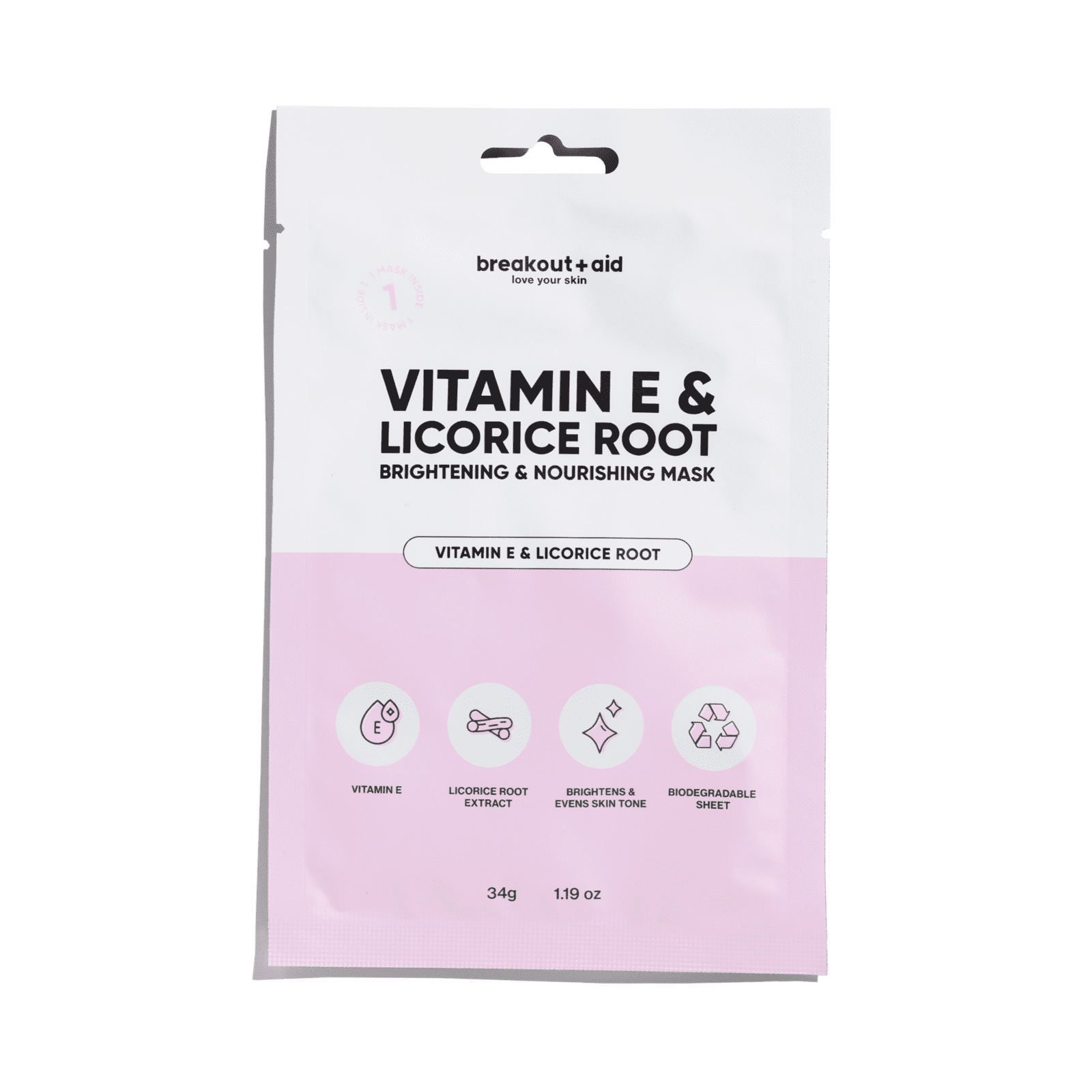 BREAKOUT+AID Rozjasňující maska s vitamínem E a lékořicí 34 g