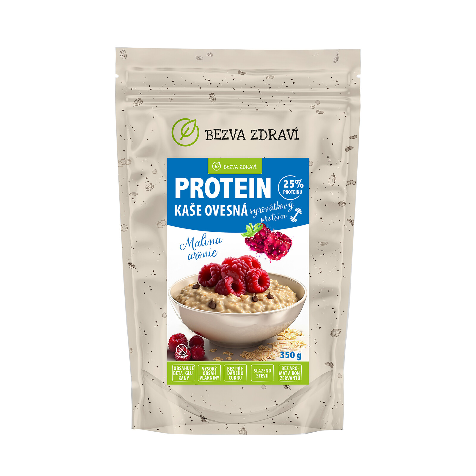 BEZVA MÜSLI Proteinová ovesná kaše s malinami 350 g
